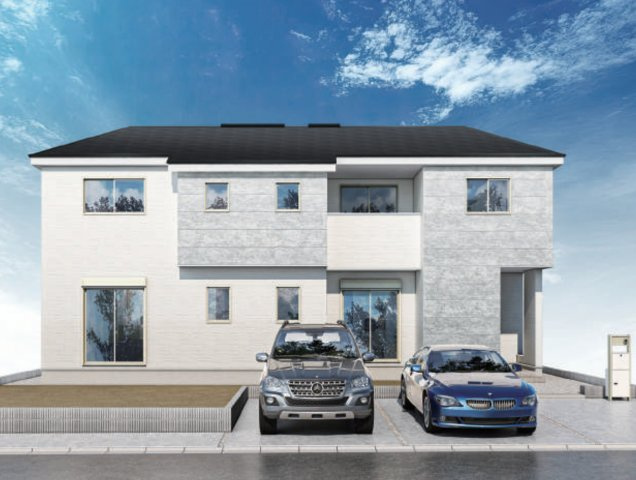 横浜市栄区桂台中 新築戸建て【仲介手数料無料】カースペース3台の外観パース