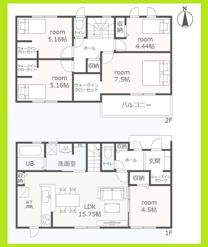 海部郡大治町大字長牧字向の新築一戸建の間取り|◇２号棟・間取図◇