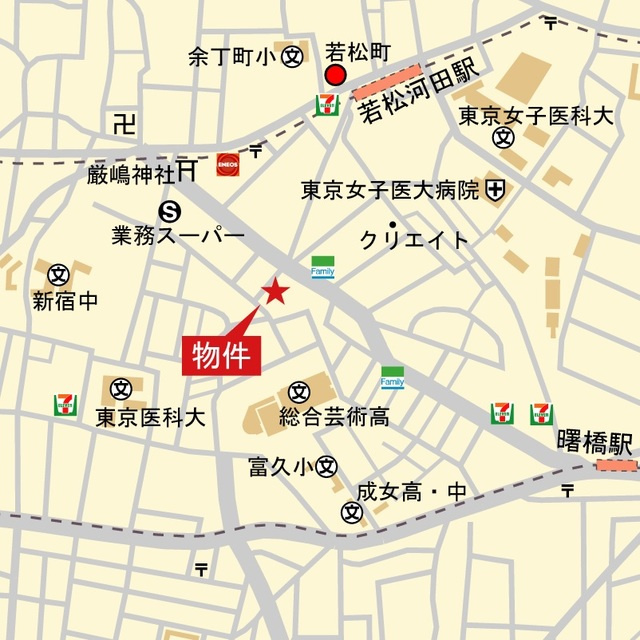 コスモリード新宿余丁町の地図