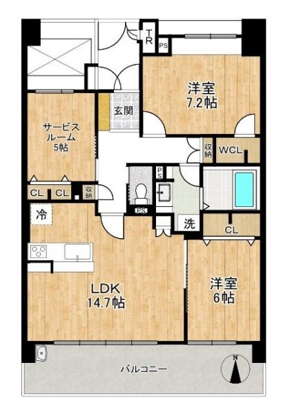 ファミール大和八木畝傍苑の間取り|■広々したリビング１４帖・２ＳＬＤＫの間取り！大容量の収納など、ご家族のお住まいにピッタリです！