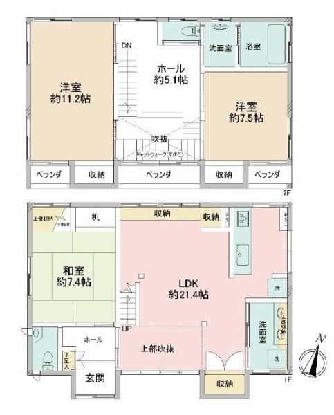 横浜市神奈川区羽沢南４丁目の中古一戸建の間取り