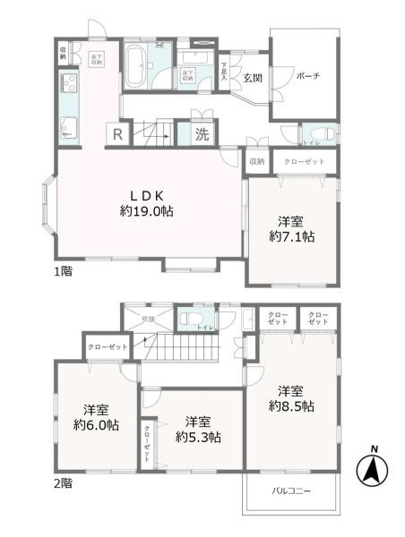 横浜市青葉区美しが丘西２丁目の中古一戸建の間取り