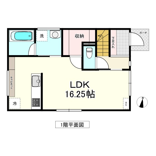 三沢市緑町　A棟の間取り|１F：ＬＤＫ16.25帖