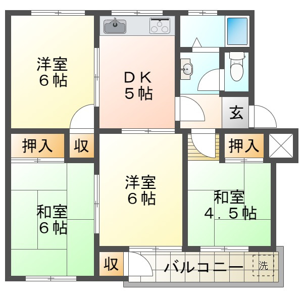 神陵台東住宅56号棟の間取り