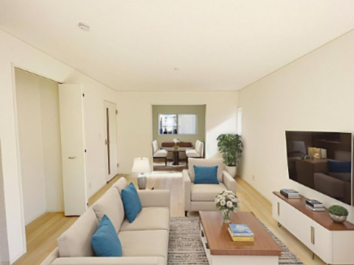 新築戸建・新築建売　白河市蛇石第1　第三小・中央中の居間・リビング|画像はAI加工による演出で、実際の家具は付きません。