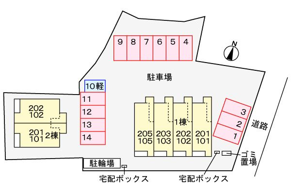 Ｄｅｎｂｅ塩津Ⅱの駐車場