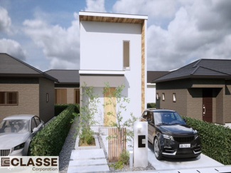 【外観パース】 | 城陽市久世里ノ西　売土地　建築条件無し | アトリエ仕様では、長期優良住宅に対応した構造・耐震材を採用しており、各種補助金にも対応できます。間取りによりますので、設計士と相談しながら、ご希望プランに合わせて最適な形をご提案いたします。