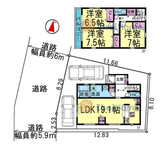 神戸市西区今寺　新築戸建の間取り|【ホームページに現地動画掲載中】●年中無休：当日予約可●LDK19.1帖陽当たり良好南向き！収納豊富