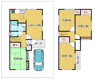 【間取り】 | 西宮市　甲子園網引町　中古戸建