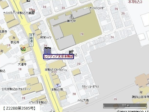 レジディア文京本駒込の地図