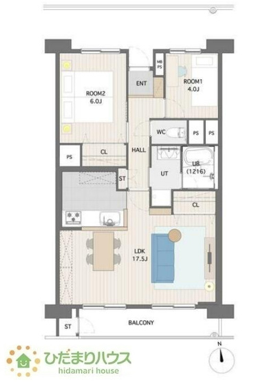 【間取り】 | 取手中央タウン高層住宅Ｄ棟 | 全居室洋室！ゆとりのある2LDK☆