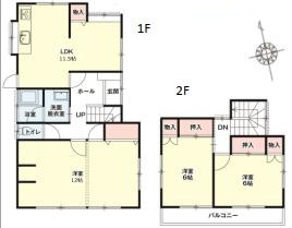 加須市礼羽１期　中古一戸建ての間取り|洋室のみの間取りで家具配置がしやすいお住まい♪