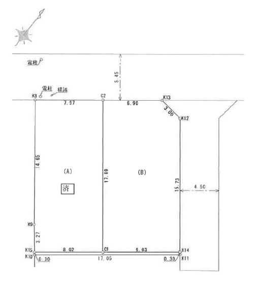 【区画図】 | 東久留米市学園町１丁目　売地　B区画 | 北東側通路で角地のような開放感あふれる立地です