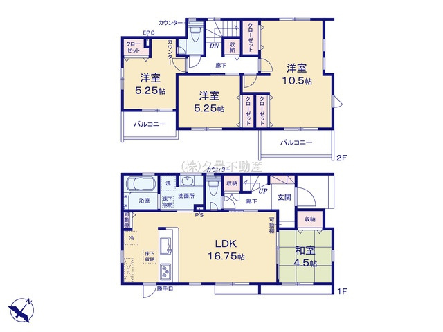 《仲介手数料無料》久喜市青毛３丁目13-17新築一戸建てブルーミングガーデンの間取り