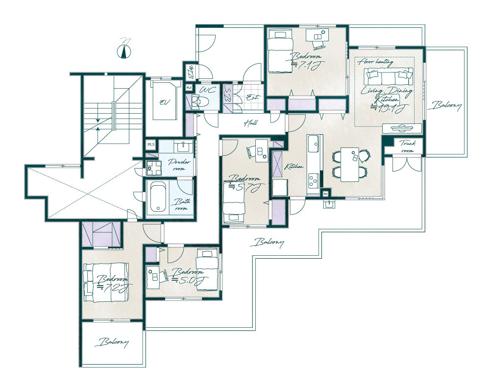 ハウス・オン・ザ・ヒル・ルネ市川フラッツ1の間取り