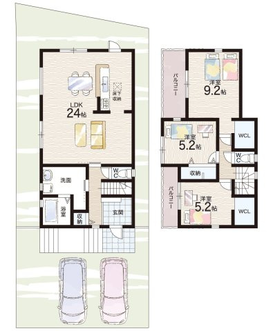 ●奈良市千代ヶ丘　第3期　新築一戸建ての間取り|2号地