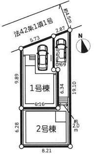 【区画図】 | 緑区東橋本3丁目  1号棟 12期 | 1号棟　北側約4.5ｍ公道　駐車1台（ビルトインガレージ・車種によります）　敷地面積19.1坪