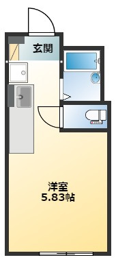 【間取り】 | カンプノウＴＯＴＳＵＫＡ | バストイレ別！ワンルームのお部屋！