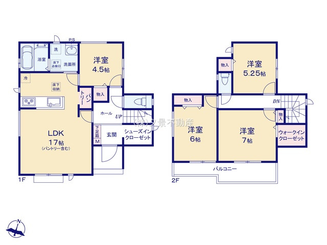 《仲介手数料無料》桜区大字下大久保1034-6新築一戸建てハートフルタウンの間取り