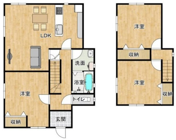 【間取り】 | 仲介手数料無料！有帆小学校に通えるリフォーム済み中古住宅　山陽小野田市共和台 | お客様のご意見を凝縮した使いやすい間取り