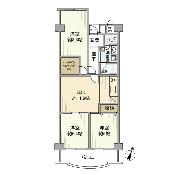 菊名ハイツ１号棟の間取り