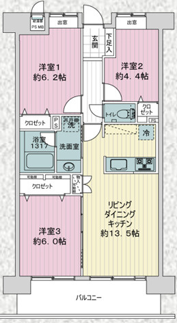 ライオンズマンション川越駅東の間取り