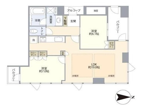 サンマークスだいにちルナタワーレジデンスD棟　7階の間取り