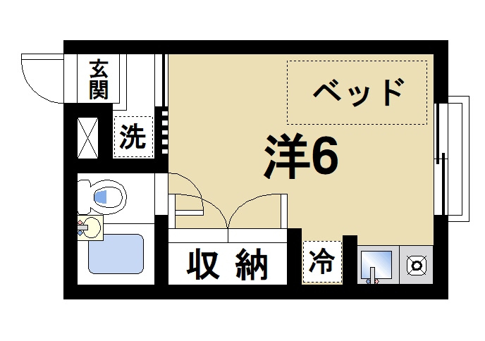 城戸ハイツ東棟の間取り|お一人暮らしにピッタリのお部屋です。