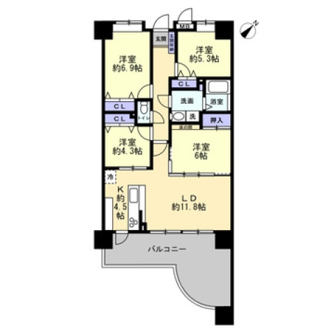 パークマンション熊高正門前新大江の間取り