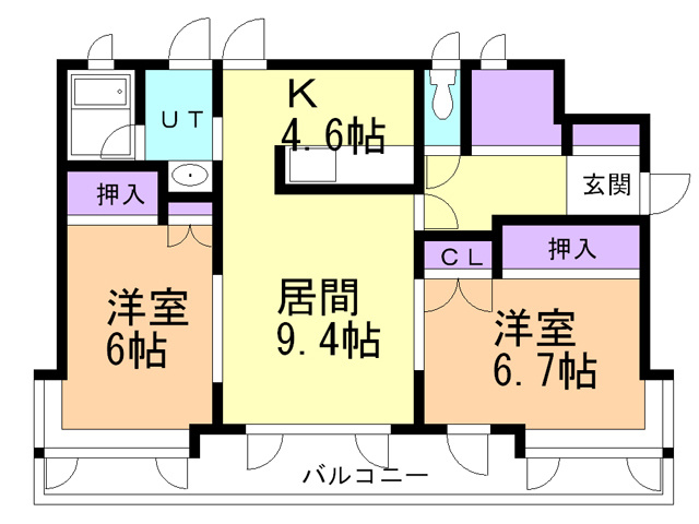 登別市常盤町3丁目22-3アパートの間取り