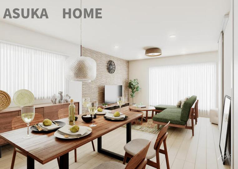 緑区長津田町の居間・リビング|１９LDKでとても広いリビングダイニングです。窓も大きく、ご家族の団らんにふさわしい明るいお部屋です