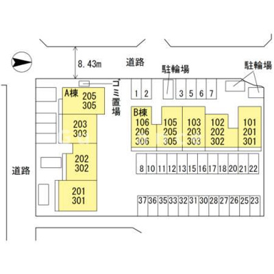 【区画図】 | ラフィーネ大和八木W棟