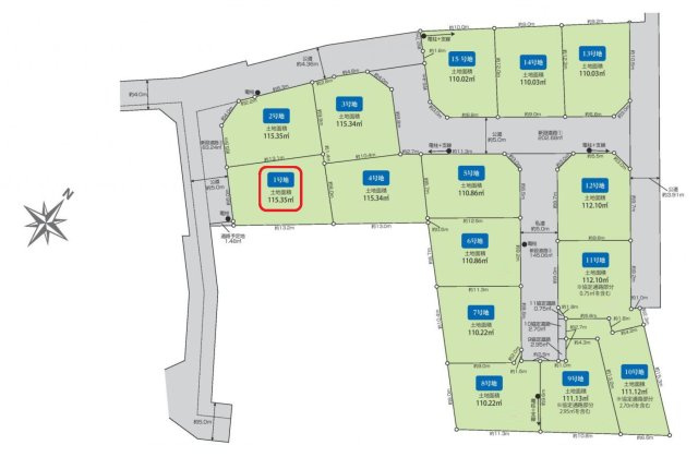 東村山市秋津町3丁目・全15区画　建築条件なし土地　1号地