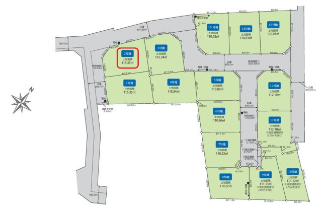 東村山市秋津町3丁目・全15区画　建築条件なし土地　2号地
