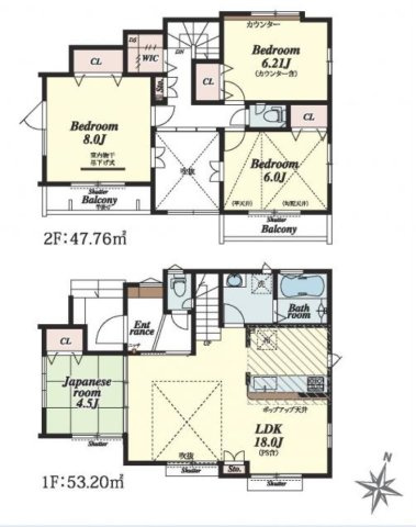 東村山市秋津町3丁目・全15区画　建築条件なし土地　2号地の参考プラン|参考間取りプランです！こんなお家はいかがでしょうか♪