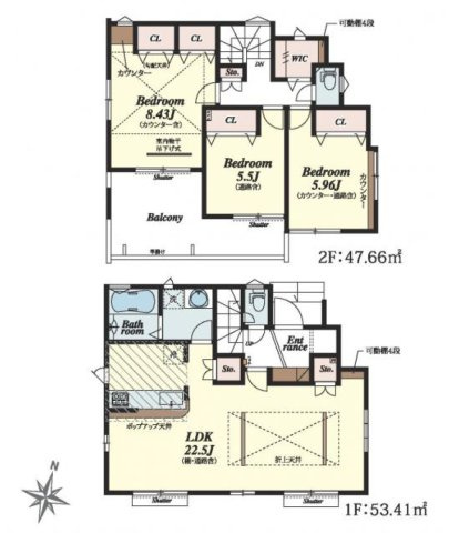 東村山市秋津町3丁目・全15区画　建築条件なし土地　3号地の参考プラン|参考間取りプランです！こんなお家はいかがでしょうか♪