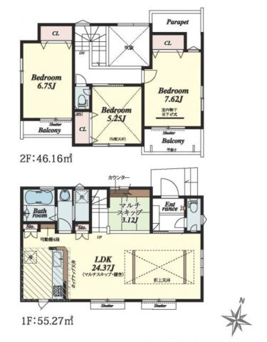 東村山市秋津町3丁目・全15区画　建築条件なし土地　4号地の参考プラン|参考間取りプランです！こんなお家はいかがでしょうか♪