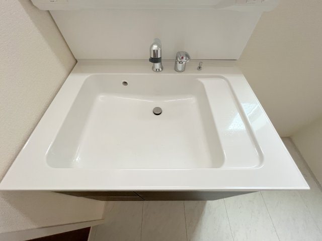 瑞穂町むさし野2丁目　新築戸建全3棟の独立洗面台|シャワー付洗面台で快適な暮らし