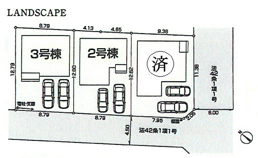 瑞穂町むさし野2丁目　新築戸建全3棟の区画図