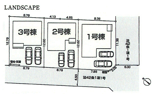 瑞穂町むさし野2丁目　新築戸建全3棟の区画図
