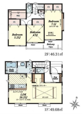 東村山市秋津町3丁目・全15区画　建築条件なし土地　8号地の参考プラン|参考間取りプランです！こんなお家はいかがでしょうか♪