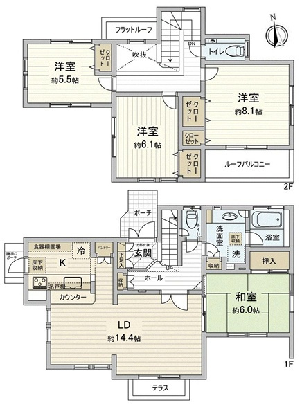 泉区領家4丁目 中古戸建 4280万円の間取り