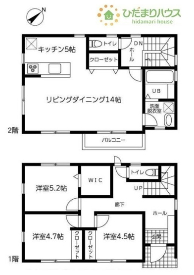 【間取り】 | つくばみらい市筒戸　新築戸建 | 2階LDKなので、プライバシーが守られます！
