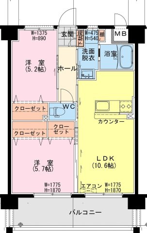 【間取り】 | サンライズ北小路 | （仮称）延岡・北小路YMマンションの間取り