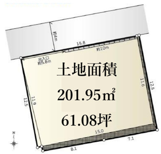 【土地図】 | 【仲介手数料無料！！】多摩市聖ヶ丘3丁目　売地　2980万円 | 土地面積61.08坪、他私道面積：43.53㎡（持分1／1）