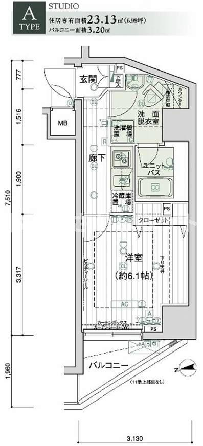 港区高輪3丁目のマンションの間取り