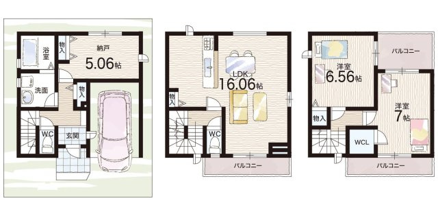 高槻市北柳川町　新築一戸建ての間取り|A号地