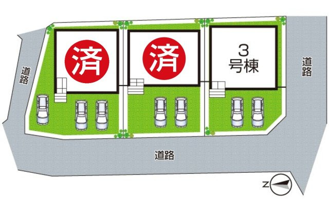 ★1(土)2(日)現地見学可能！★京田辺市草内　ラスト1邸の区画図|全3区画