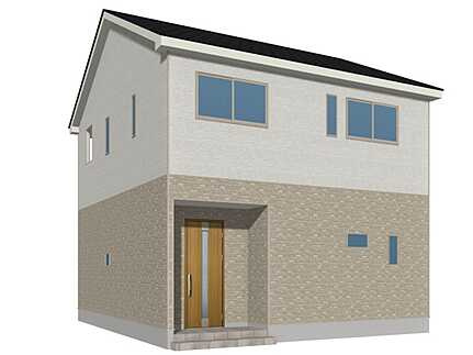 広島市安佐北区亀山８丁目　新築(全3棟)の外観パース