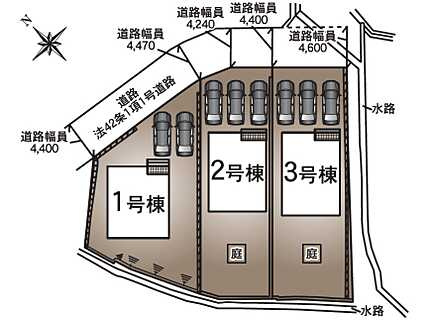 広島市安佐北区亀山８丁目　新築(全3棟)の区画図